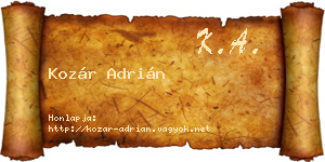 Kozár Adrián névjegykártya